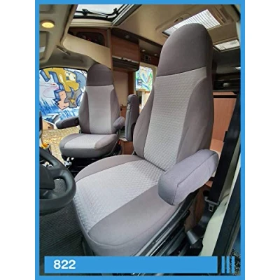 Afbeelding van BREMER SITZBEZÜGE Stoelhoezen voor piloten, compatibel met camper Ducato, bestuurder en passagiers, set in grijs