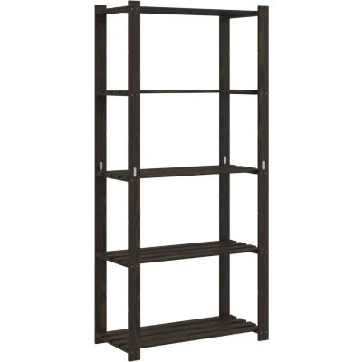 Afbeelding van Opbergrek 5 laags 80x38x170 cm massief grenenhout zwart