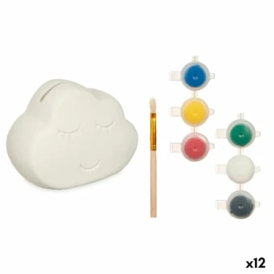 Afbeelding van Spaarpot die je kunt verven Wit 12,3 x 9,4 9 cm Wolken (12 Stuks)