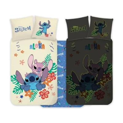 Afbeelding van Stitch en Angel beddengoed 100x140 cm Lilo beddengoedset Glow in the dark, 100% katoenen