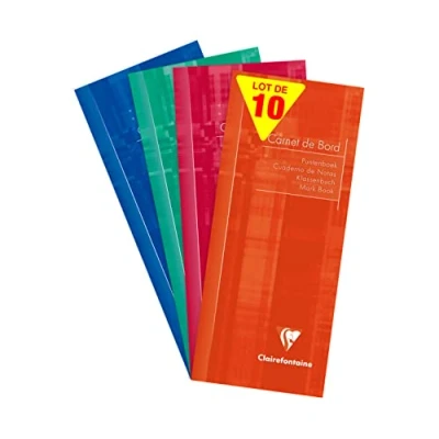 Afbeelding van Clairefontaine 3529C Set van 10 logboekschriften 8,5x20cm 32 Uitscheurbare Pagina&#039;s met marge 110 g Groen registerpapier Gelamineerde karton kaft Willekeurige kleuren