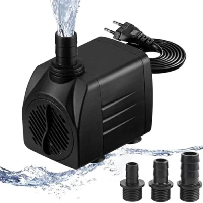 Afbeelding van Mini waterpomp (25/35/45 W, 2000/2500/3000 l/h), ultrastille aquariumpomp met hoge slag, fonteinpomp 1,5 m netsnoer, 4 zuignappen, 2 sproeiers voor aquaria, vijver, fonteinen, beelden (45 W)