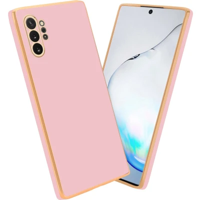 Afbeelding van Cadorabo Hoesje geschikt voor Samsung Galaxy NOTE 10 PLUS in Glossy Roze Goud Beschermhoes Case Cover van flexibel TPU silicone en met camerabescherming
