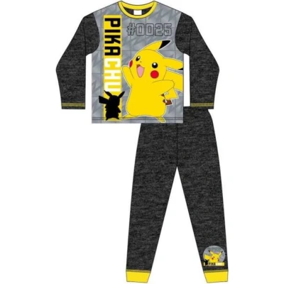 Afbeelding van Pokemon Pikachu pyjama grijs met geel Pokémon pyama maat 110/116
