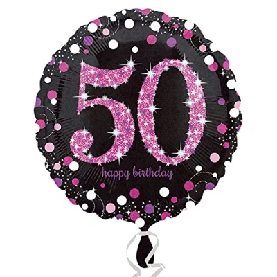 Afbeelding van Folie ballon Sparkling 50 zwart roze