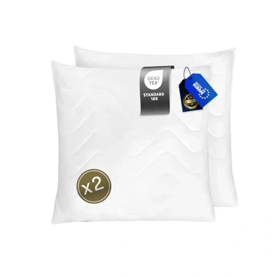 Afbeelding van FAM HOME Zachte Microvezel Kussen Optimale Steun Voor Nek En Hoofd Hypoallergeen Machinewasbaar Droogbaar I Extra zak met vulling (Set van 2 65 x cm)