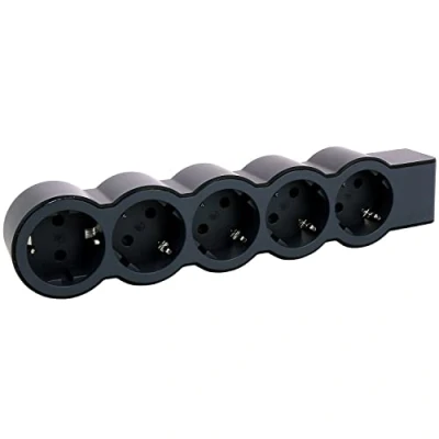 Afbeelding van Legrand, Platte stekkerdoos, 5 voudig stopcontact, meervoudige zonder kabel, zwart/donkergrijs, 694578