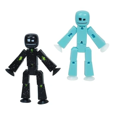 Afbeelding van Zing StikBot Inclusief 2 StikBots actiefiguren en verzamelaccessoires, Stop Motion Animatie, vanaf 4 jaar (ijsblauw + glanzend zwart)