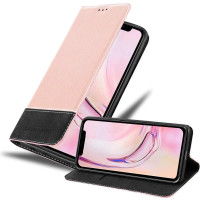Afbeelding van Cadorabo Hoesje geschikt voor Apple iPhone 13 in ROSE GOUD ZWART Beschermhoes met magnetische sluiting, standfunctie en kaartvakje Book Case Cover Etui