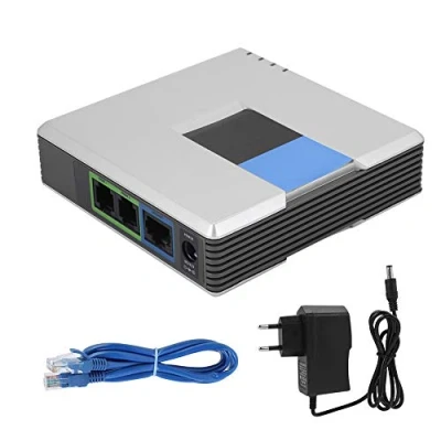 Afbeelding van Denash VoIP Gateway, draagbare 2 poorts adapter Internet Phone Gateway SIP RJ45 kabel ondersteuning V2 protocol voor PAP2T