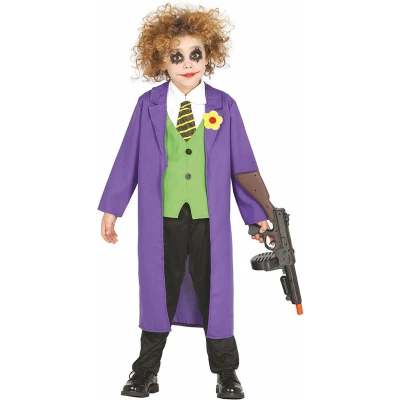 Afbeelding van Luxe paarse horror clown the Joker verkleedkostuum outfit kinderen halloween 140/152
