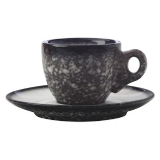 Afbeelding van Maxwell &amp; Williams Kop en Schotel Caviar Granite 80 ml
