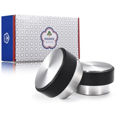 Afbeelding van MIUMEE® [Set van 2] Deurstoppers roestvrij staal, extra zwaar, 2 delige set, premium deurstopper, massieve vloerdeurhouder, deurstopper voor vloer, (set 1,6 kg)
