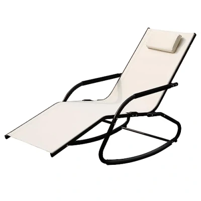 Afbeelding van SVITA FJON schommelstoel, tuinstoel, ligstoel, zonnebed, kussen, aluminium, beige