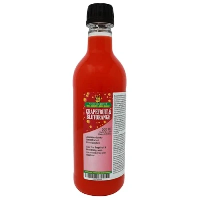 Afbeelding van Zero suikervrij soda, grapefruit en bloedsinaasappel, concentraat, 500 ml fles geeft 12,5 l drankje, aspartaamvrij, zonder suiker, caloriearm, nasmaak