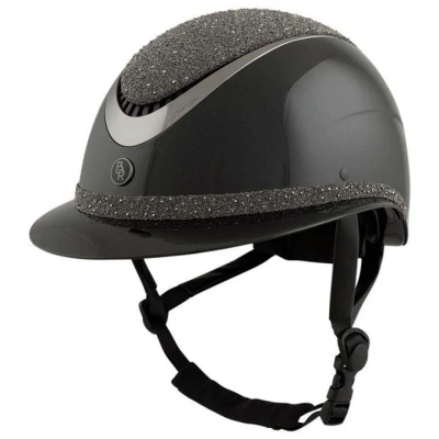 Afbeelding van BR Paardrijcap Theta Plus Dazzling Glamourous Glossy Zwart/Gunmetal