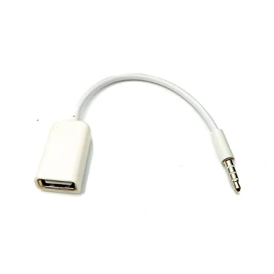 Afbeelding van System S Audio USB kabel 15 cm 3,5 mm jack stekker naar 2.0 type A bus AUX in wit