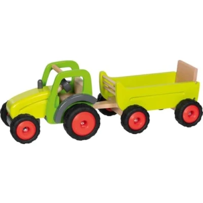 Afbeelding van Goki Houten Tractor met Trailer