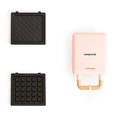 Afbeelding van CREATE STONE 2 in 1 COMPACT Sandwichgrill en wafelijzer met verwisselbare platen Pastel Roze