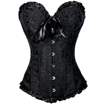 Afbeelding van Everbellus Korset met spiraal, voor dames, tailletrainer, bandkorset spiraalvormig stalen balein, Zwart, L