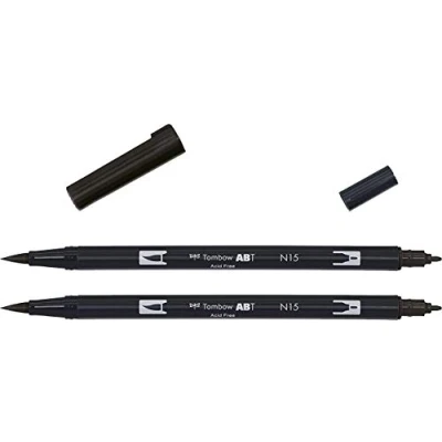 Afbeelding van Tombow abt n15 p2 &quot;Abt Dual Brush Pen Zwart (2 stuks)