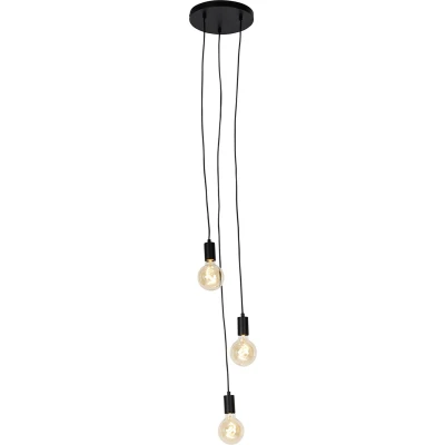 Afbeelding van QAZQA Hanglamp Facil 3 zwart