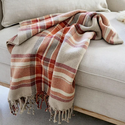 Afbeelding van LOBERON Plaid Tartan rood/beige