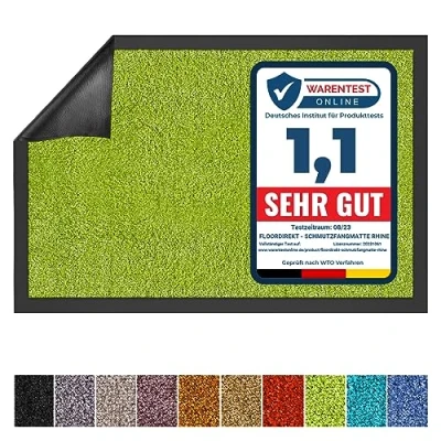 Afbeelding van Floordirekt Schoonloopmat ‘Rhine’ wasbare en effectieve vloermat/vuilvangmat/deurmat met Antislip achterkant Polyamide 60 x 90 cm groen