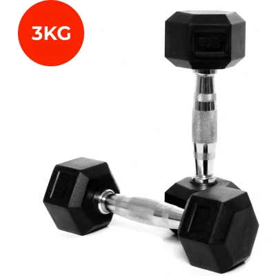 Afbeelding van Core Power Rubber Hex Dumbbells 3 kg (per paar)