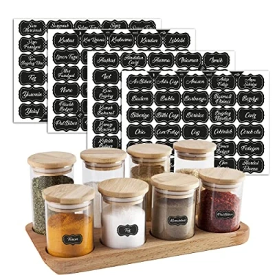 Afbeelding van colortouch Kruidenetiketten zelfklevend, stickers, 120 stuks voorraadetiketten (Turks), voor kruidenpotjes, waterdicht, zwart
