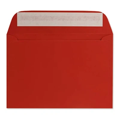 Afbeelding van enveloppen, 50 stuks DIN C6 rood, 11,4 x 16,2 cm, 90 gram, zelfklevende standaard enveloppen voor doop &amp; uitnodigingen van je Glüxx Agent