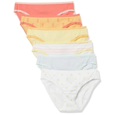 Afbeelding van Amazon Essentials Women&#039;s Katoenen onderbroek in bikinimodel (verkrijgbaar grote maten), Pack of 6, Ananas/Citroen/Streep/Veelkleurig, L