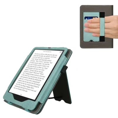 Afbeelding van kwmobile case compatibel Met Amazon Kindle Paperwhite (2024)/Colorsoft hoes standaard E reader cover van kunstleer In mintgroen/donkergrijs