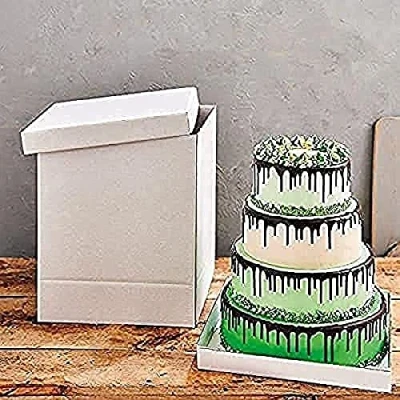 Afbeelding van FunCakes Taartdoos Karton met Losse Deksel Vierkant Wit 52x52x70 cm Cakedoos