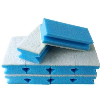 Afbeelding van Sonty 10 stuks schoonmaakspons krasvrij, afwasbaar, groot 15x7x4cm wit (blauw)