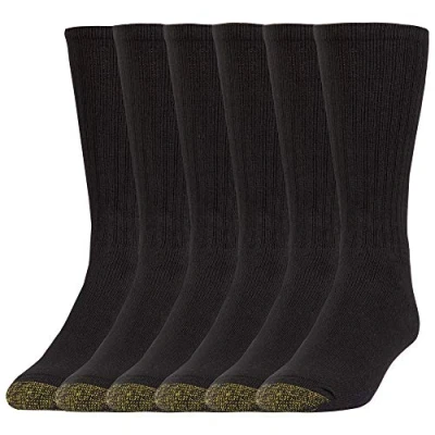 Afbeelding van Gold Toe Harrington Crew Sokken, Multipairs Casual (Pack van 6), Zwart, X Large