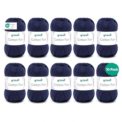 Afbeelding van Gründl Cotton Fun Breigaren, haakgaren (zacht garen van 100% katoen, Oeko Tex gecertificeerd, 50 g/115 m, naalddikte: 3 4, 10 bollen à g), koningsblauw, 27,00 x 11,00 07,00 cm