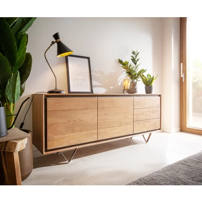 Afbeelding van Ladekast Stonegrace Acacia Natur 175 cm 2 deuren 3 laden steenfineer V voets dressoir