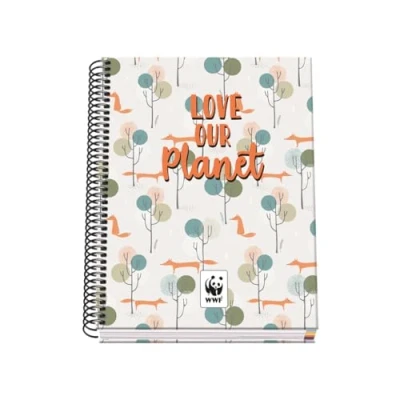 Afbeelding van DOHE A5 notitieboek, geruit, spiraalbinding, 100 vellen, 90 g/m², 5 mm hardcover, WWF Love Our Planet, schoolmateriaal
