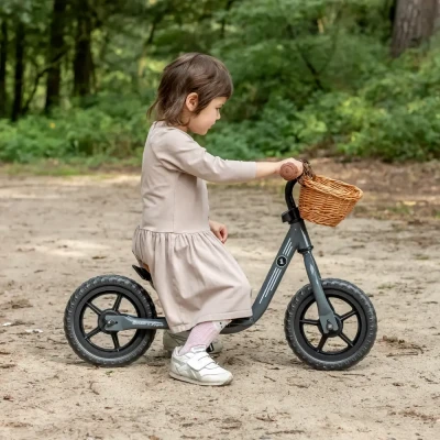 Afbeelding van Bandits &amp; Angels loopfiets Starter grijs met mandje 2 jaar jongens en meisjes metaal