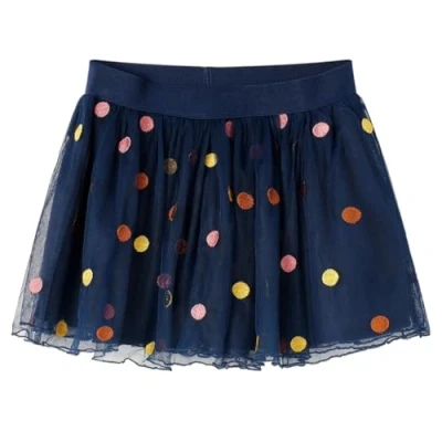 Afbeelding van Kinderrokje met tule en stippen 128 marineblauw