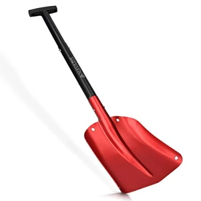 Afbeelding van Navaris opvouwbare aluminium lichtgewicht schep Verstelbaar 66 80 cm Compact, met draagzak Voor sneeuw, zand en stenen Rood/zwart
