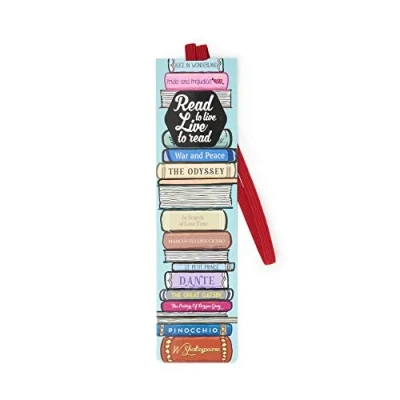 Afbeelding van Legami SE0166 bladwijzer met elastiek, 4,7 x 17,5 cm, van FSC gecertificeerd papier, thema Read to Live, houdt het teken en boek gesloten