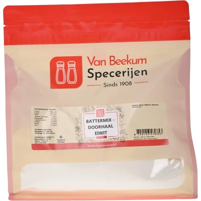 Afbeelding van Van Beekum Specerijen Battermix Doorhaal Eiwit 1 kilo (hersluitbare stazak)