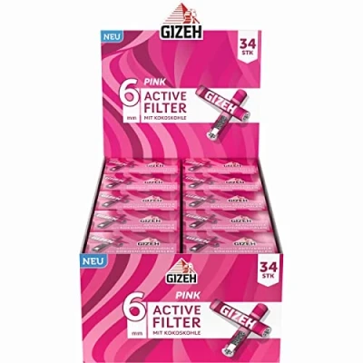 Afbeelding van Gizeh Pink Activ Filter 6 mm 10 boxen met 34 filters
