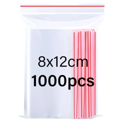 Afbeelding van Omtofo 1000 stuks 8 * 12 cm washandjes sluiting ziplock zak, afsluitbaar, transparant, kleine tas met ritssluiting