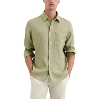 Afbeelding van Marc O&#039;Polo KENT COLLAR, LONG SLEEVES, ONE Rectangular Chest POCKET, Style Overhemd, Heren, Maat: 3XL, Summer sage