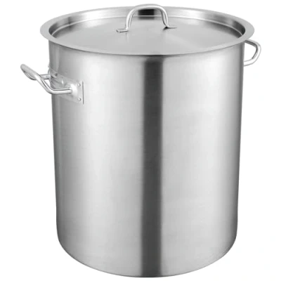 Afbeelding van VEVOR kookpan voor catering, 39,7 l, met deksel en handvat, diameter 35 cm, hoogte 41 grote pot van roestvrij staal 18/8, alle warmtebronnen, open vlam inductie commerciële