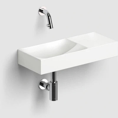 Afbeelding van Clou Vale Fontein Zonder Kraangat Met Geïntegreerde Afvoer Wit Mat Keramiek 45 cm