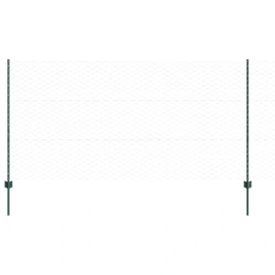Afbeelding van vidaXL Heipalen 5 st U kanaal Groen 120 cm Staal, Zeshoekige Heining 1,2x10 m Staal